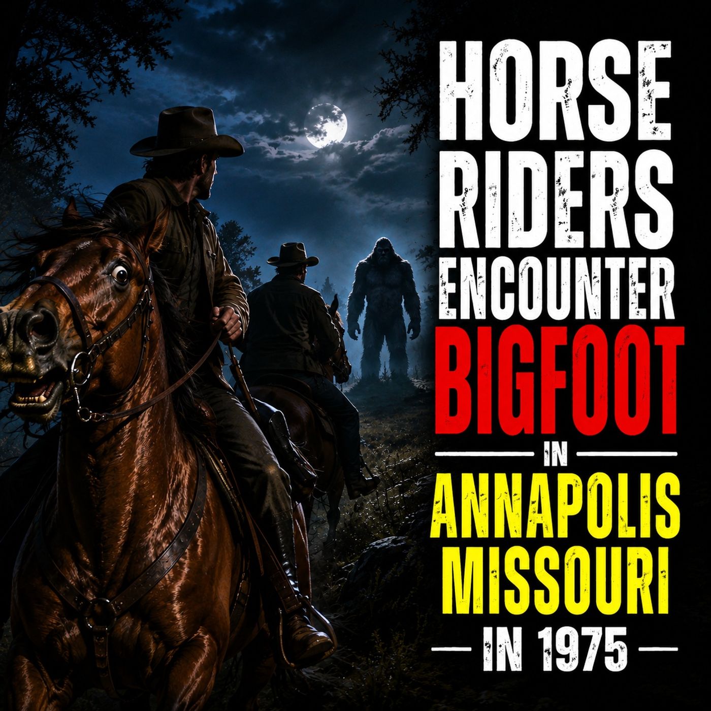 HORSE RIDERS ENCOUNTER A BIGFOOT CREATURE IN ANNAPOLIS MISSOURI NEAR BIG CREEK (MISSING HORSE)