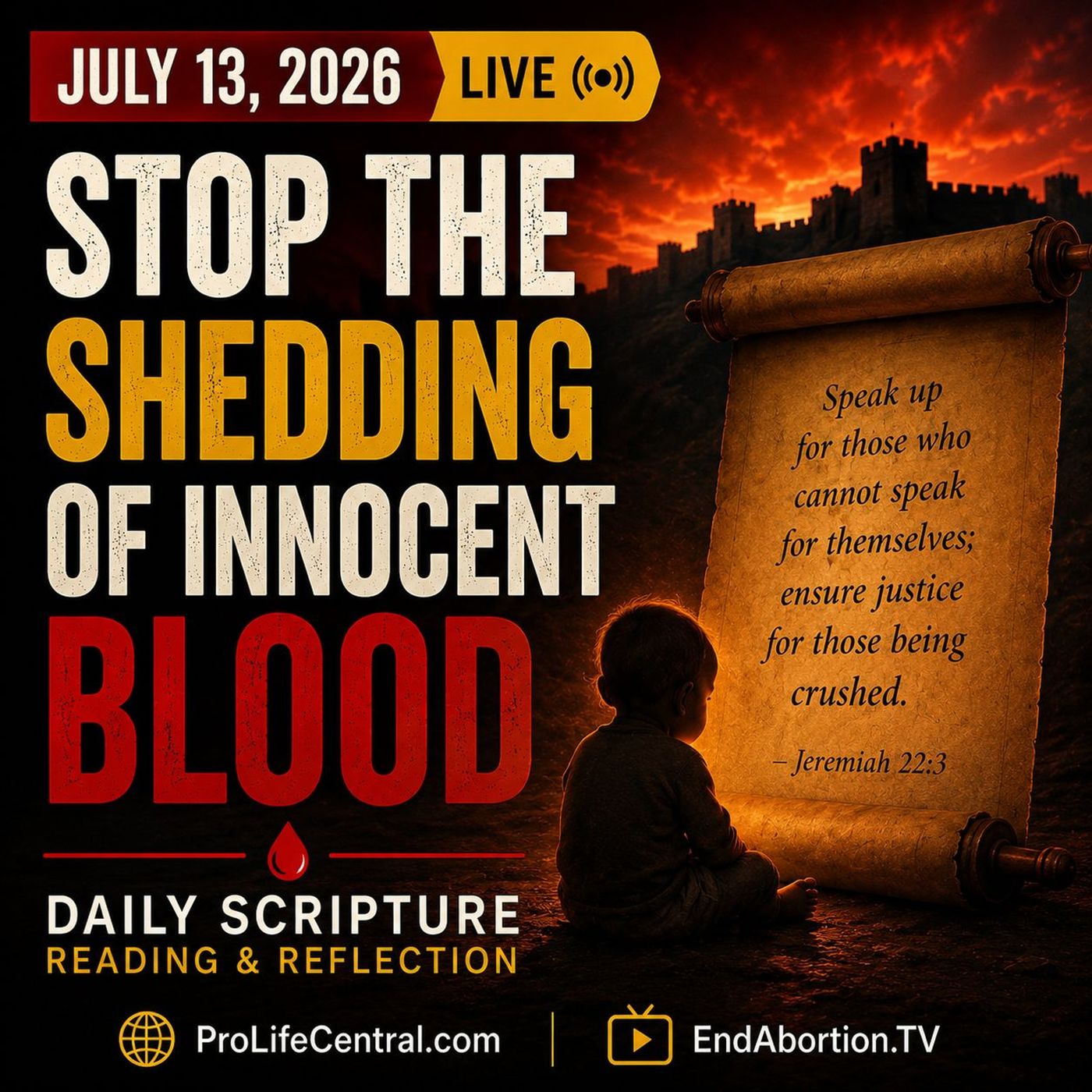 The End Abortion Podcast: Stop the Shedding of Innocent Blood: 7-13-2026 episode artwork