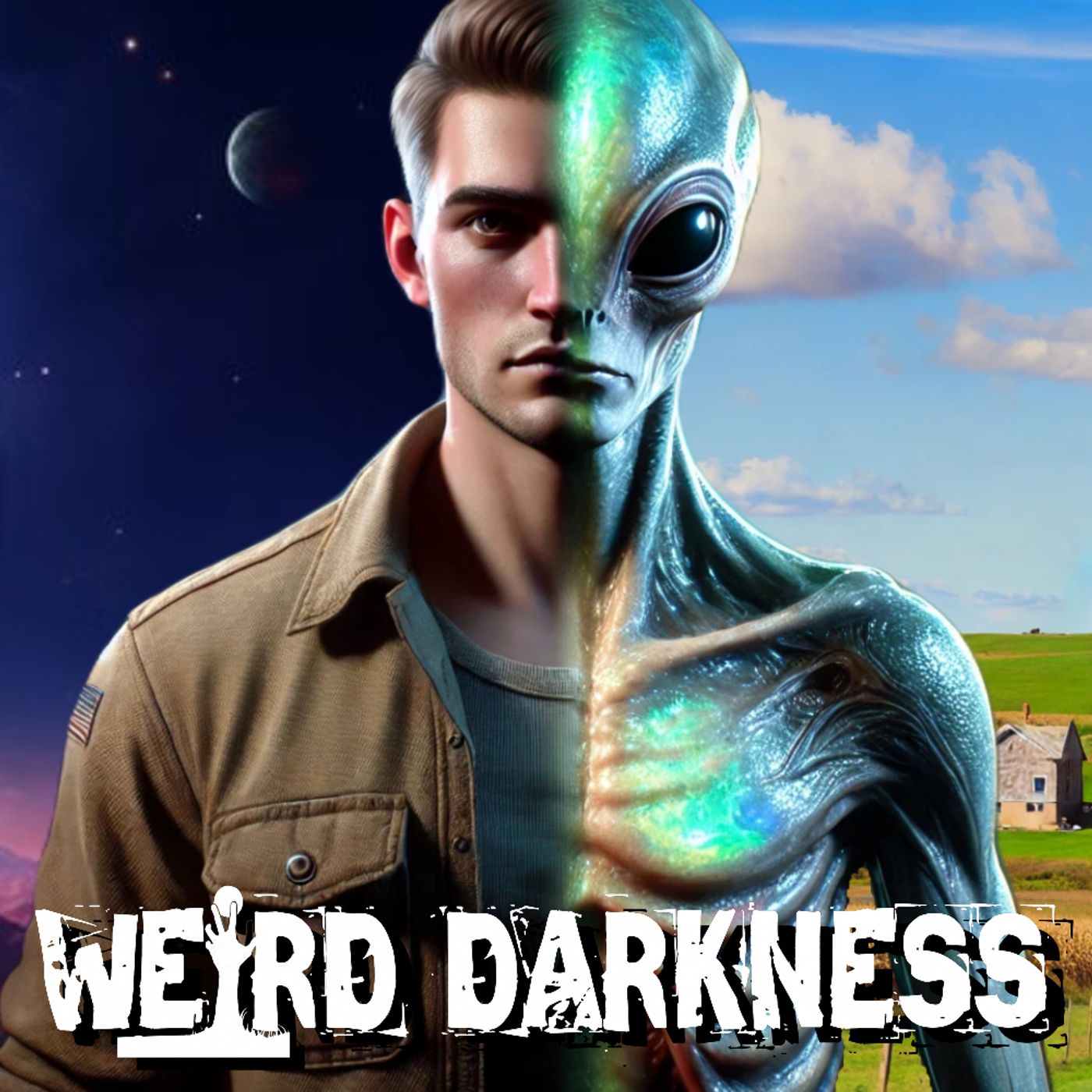 cover of episode “COULD EXTRATERRESTRIALS BE HUMANS FROM THE FUTURE?’” and More Freaky True Stories! #WeirdDarkness