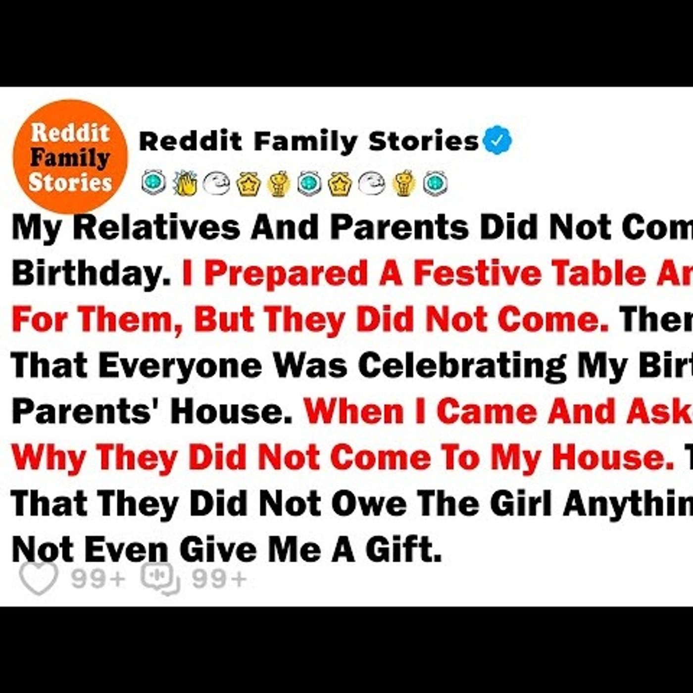 My Relatives And Parents Did Not Come To My Birthday. I Prepared... - Best Reddit Stories episode artwork