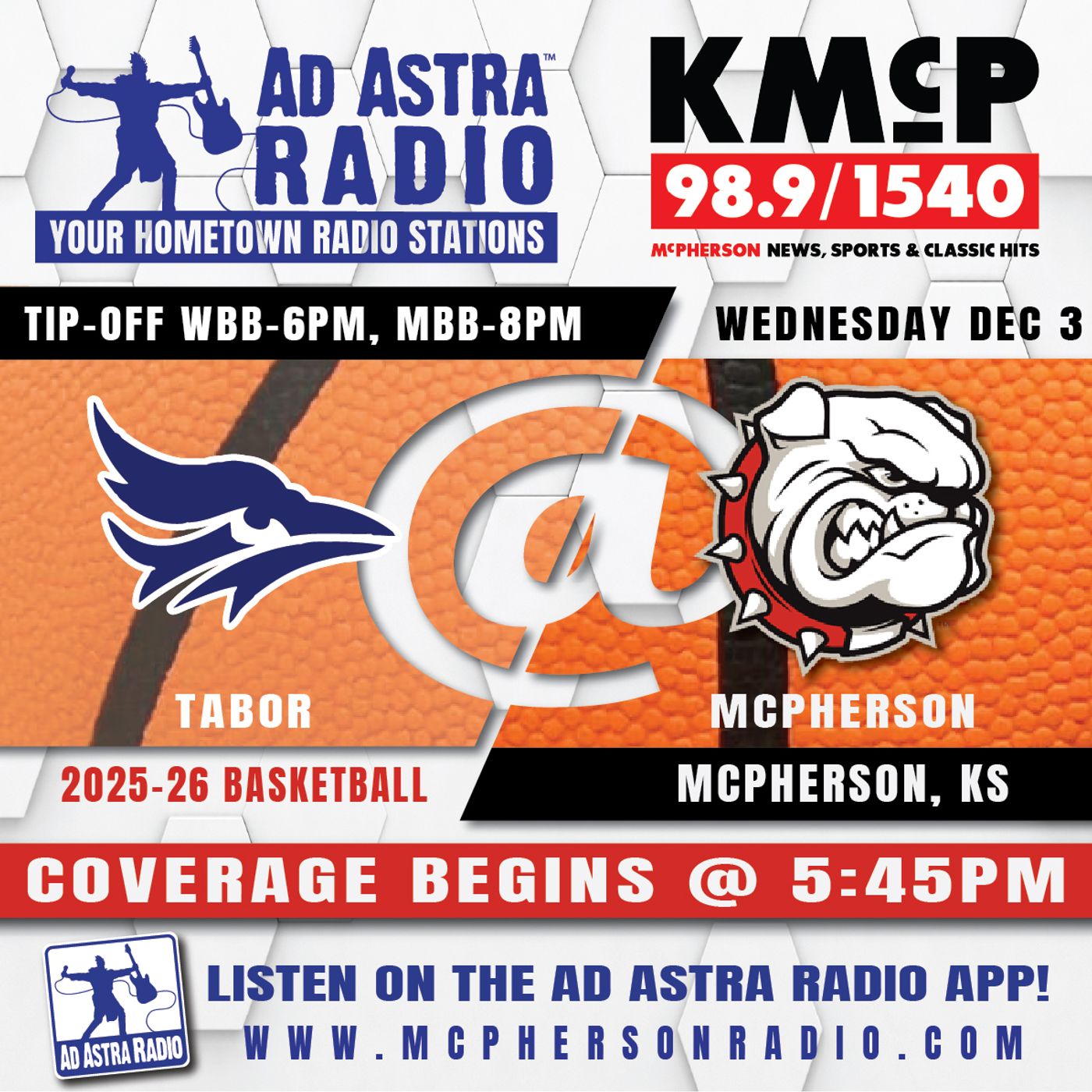 Tabor Bluejays at McPherson Bulldogs College Basketball (December 3, 2025) episode artwork