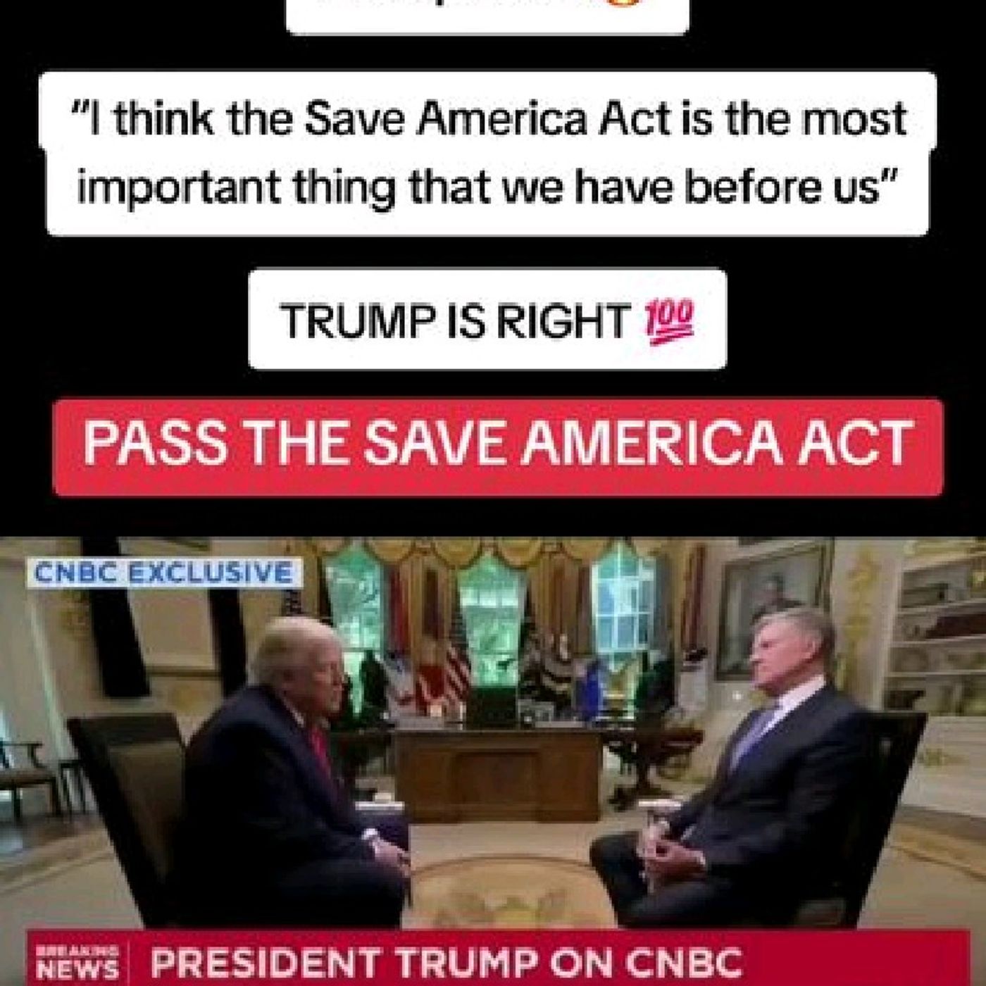 JUST NOW: In the Oval Office, President Trump said the MOST important thing is the Save America Act and it NEEDS to be passed 🔥 “I think th episode artwork