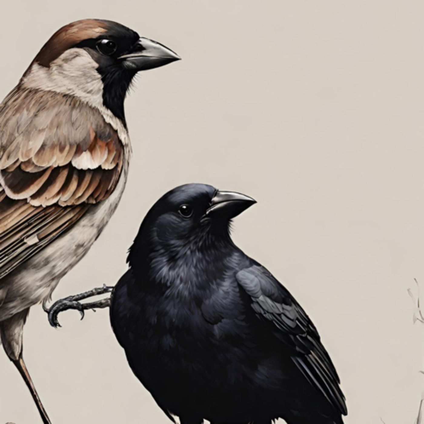 Los gorriones y el cuervo travieso