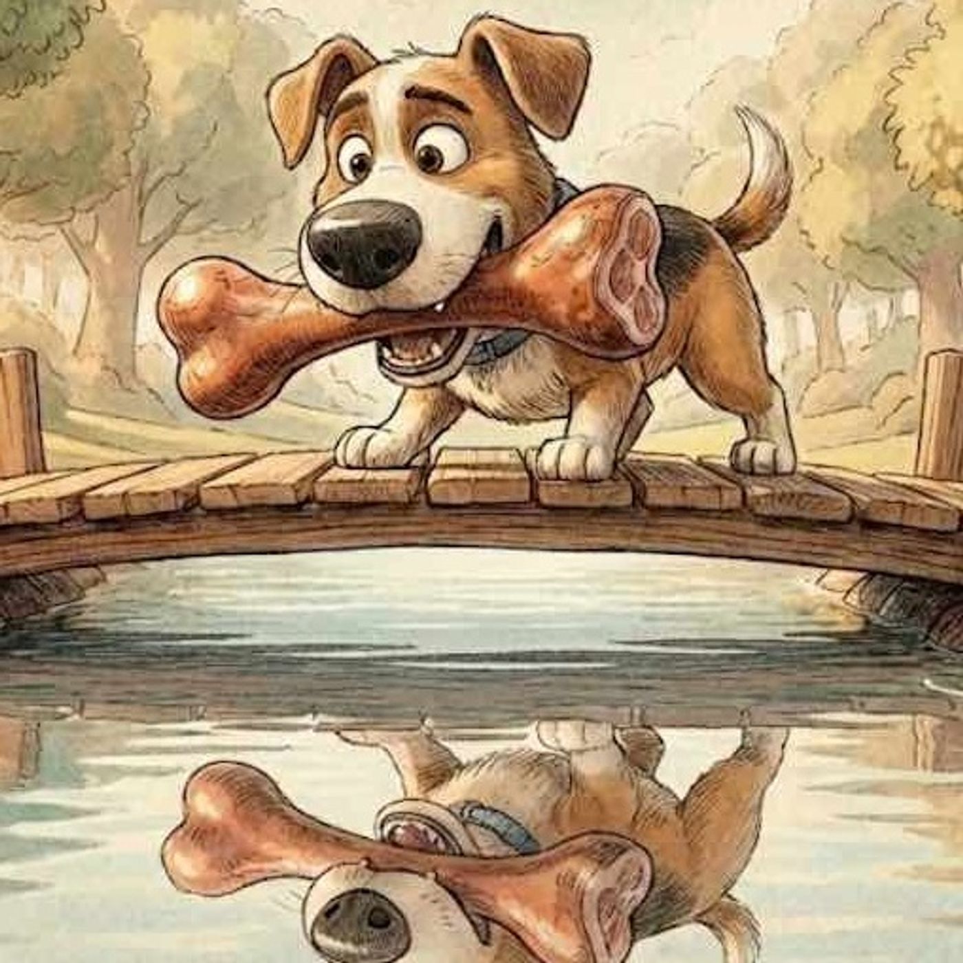 EL PERRO Y SU REFLEJO 🐶 Fábulas de animales | Audiocuentos 🦴 Fábula sobre la Avaricia 🐕