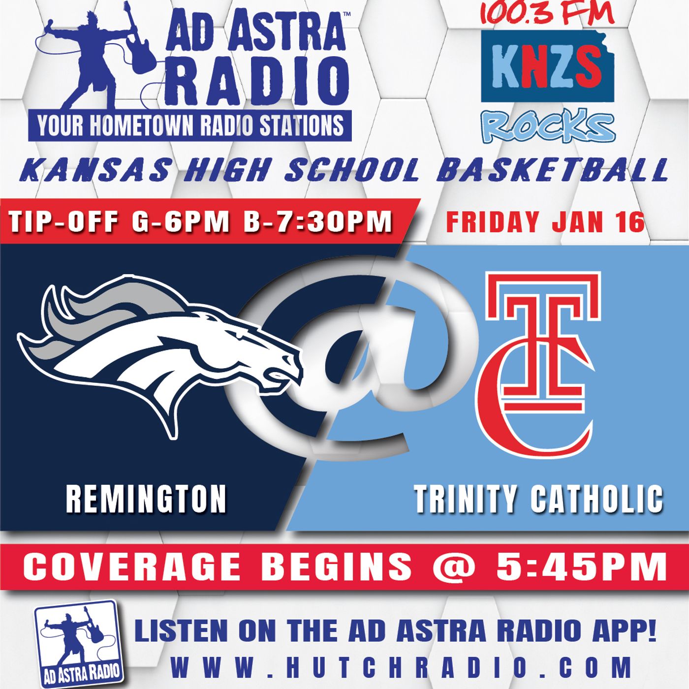 Remington Broncos at Hutchinson Trinity Catholic Celtics High School Basketball (January 16, 2026) episode artwork