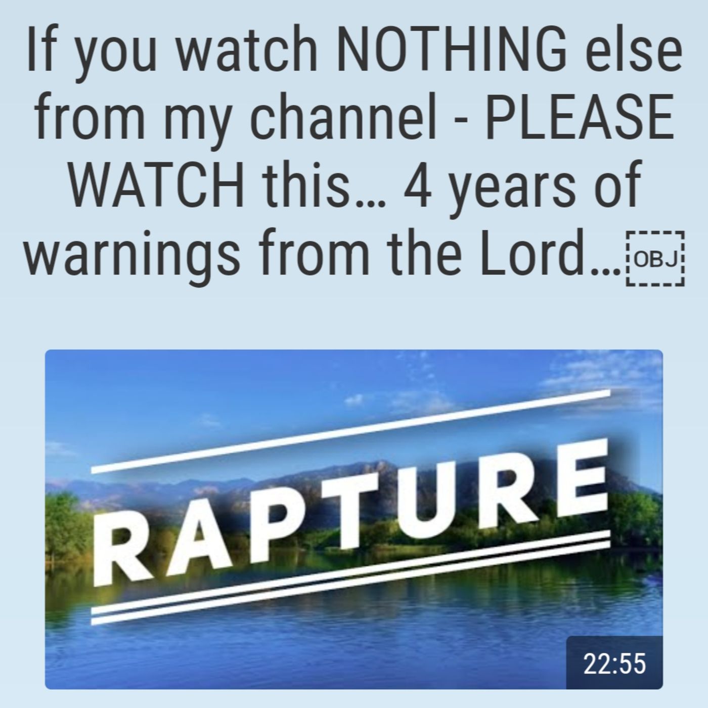 If you watch NOTHING else from my channel - PLEASE WATCH this… 4 years of warnings from the Lord episode artwork