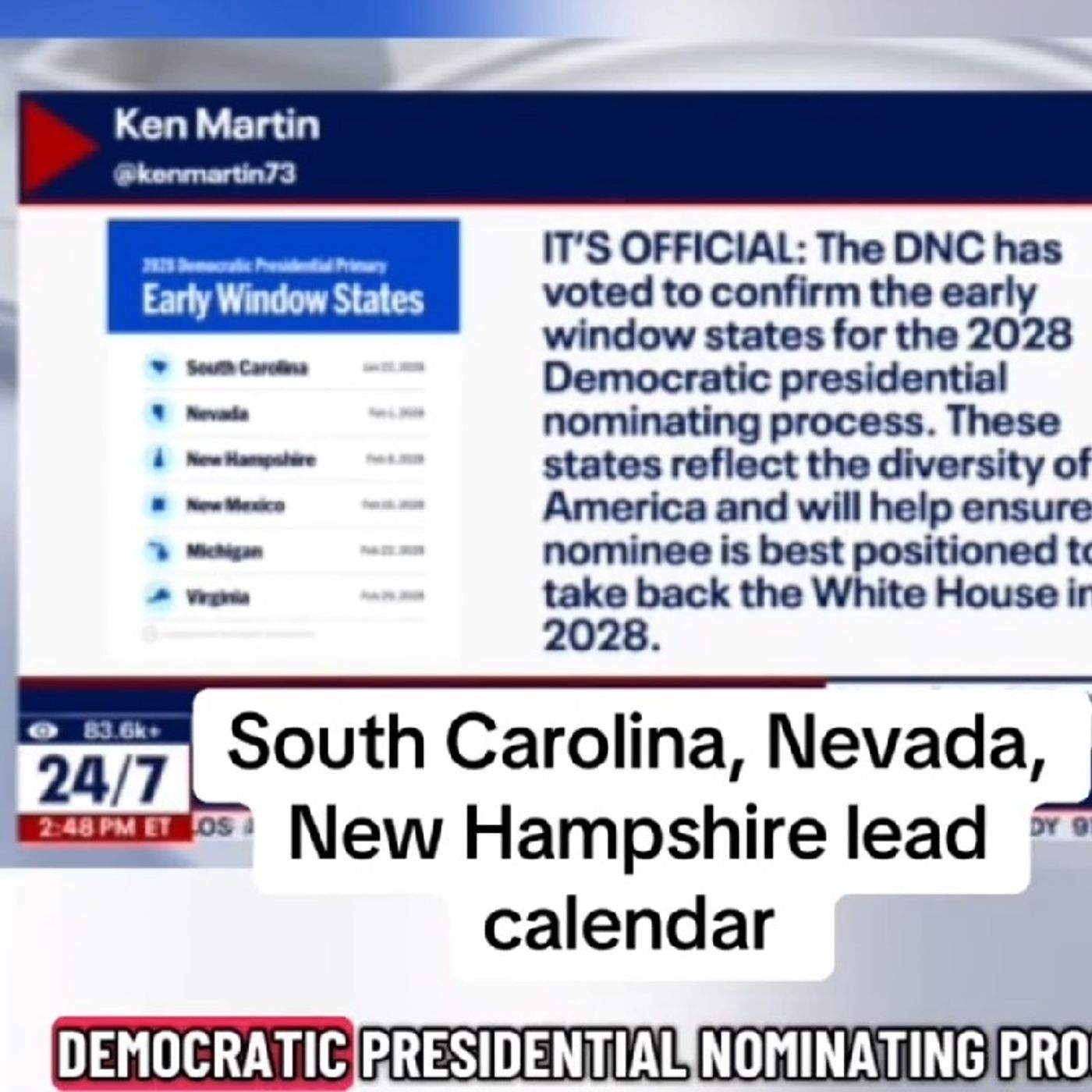 NEW: Saturday, Democrats approved a new 2028 presidential primary calendar that starts with South Carolina episode artwork