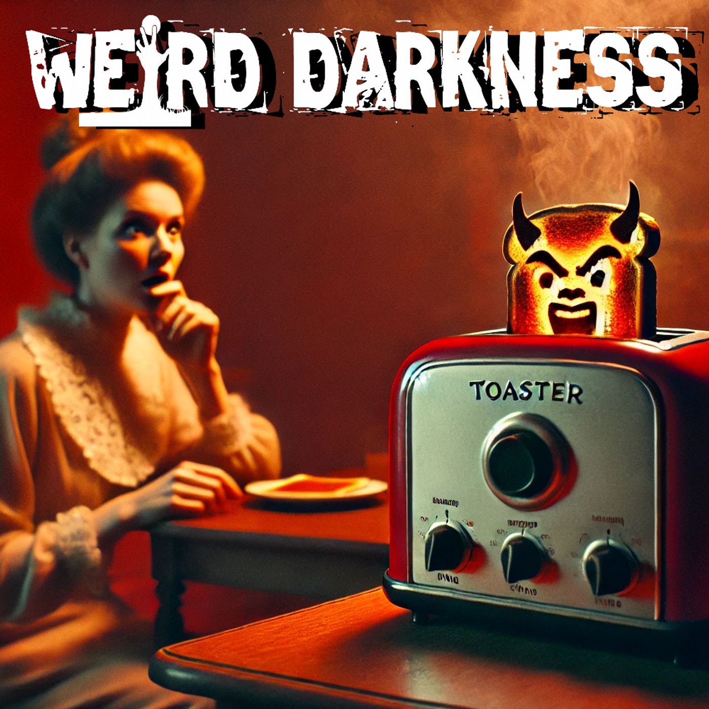 cover of episode “JUNE O’BRIEN’S SATANIC TOASTER” and Other Strange True Stories! #WeirdDarkness