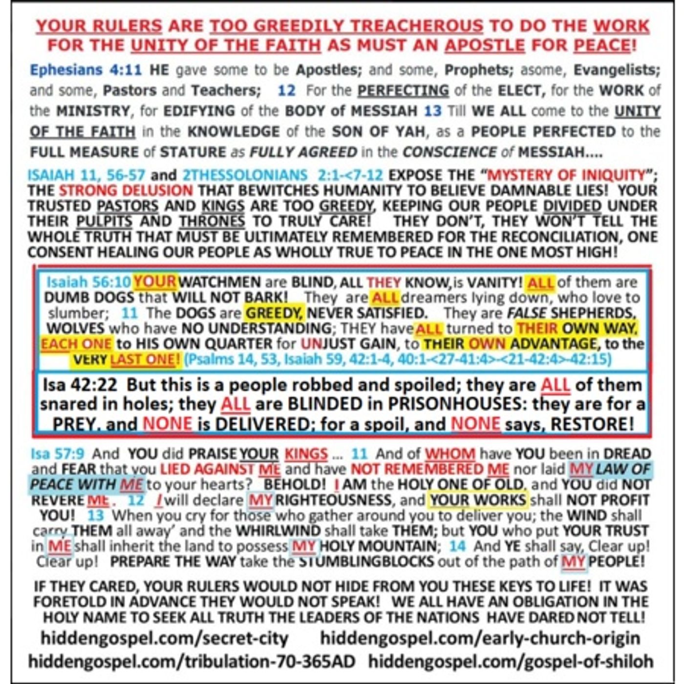 CALL to ZION!  HIDDEN GOSPEL REVEALED