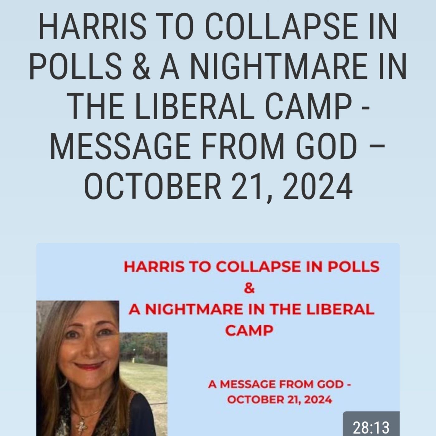 HARRIS TO COLLAPSE IN POLLS & A NIGHTMARE IN THE LIBERAL CAMP - MESSAGE FROM GOD – OCTOBER 21, 2024 episode artwork