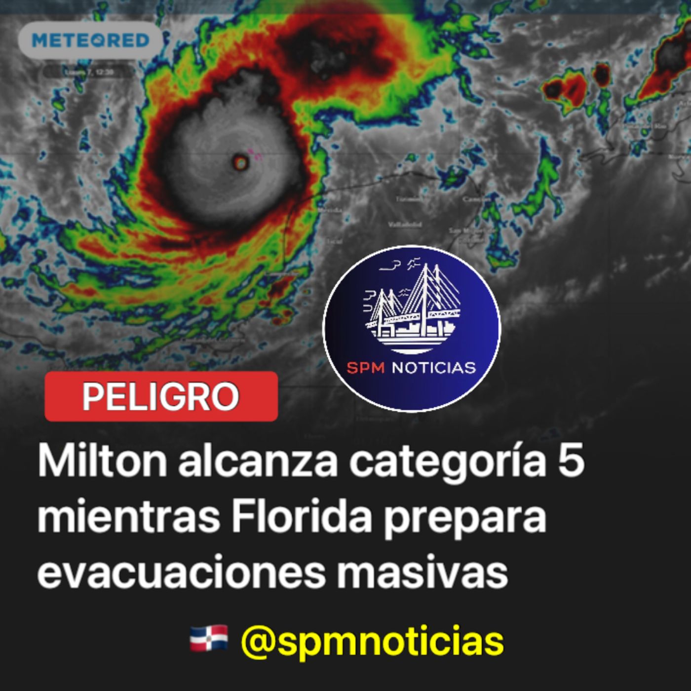 Milton alcanza categoría 5 mientras Florida prepara evacuaciones masivas