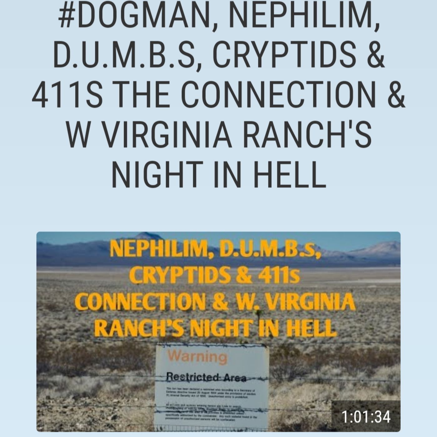 NEPHILIM, D.U.M.B.S, CRYPTIDS & 411S THE CONNECTION & W Virginia RANCH'S NIGHT IN HELL episode artwork