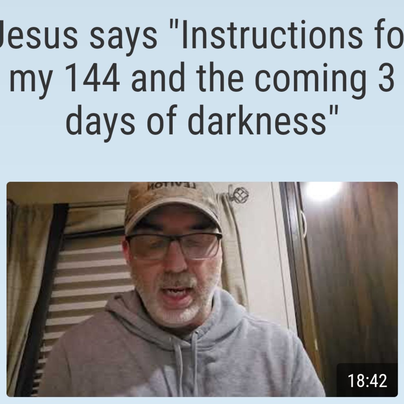 Jesus says "Instructions for my 144 and the coming 3 days of darkness" episode artwork