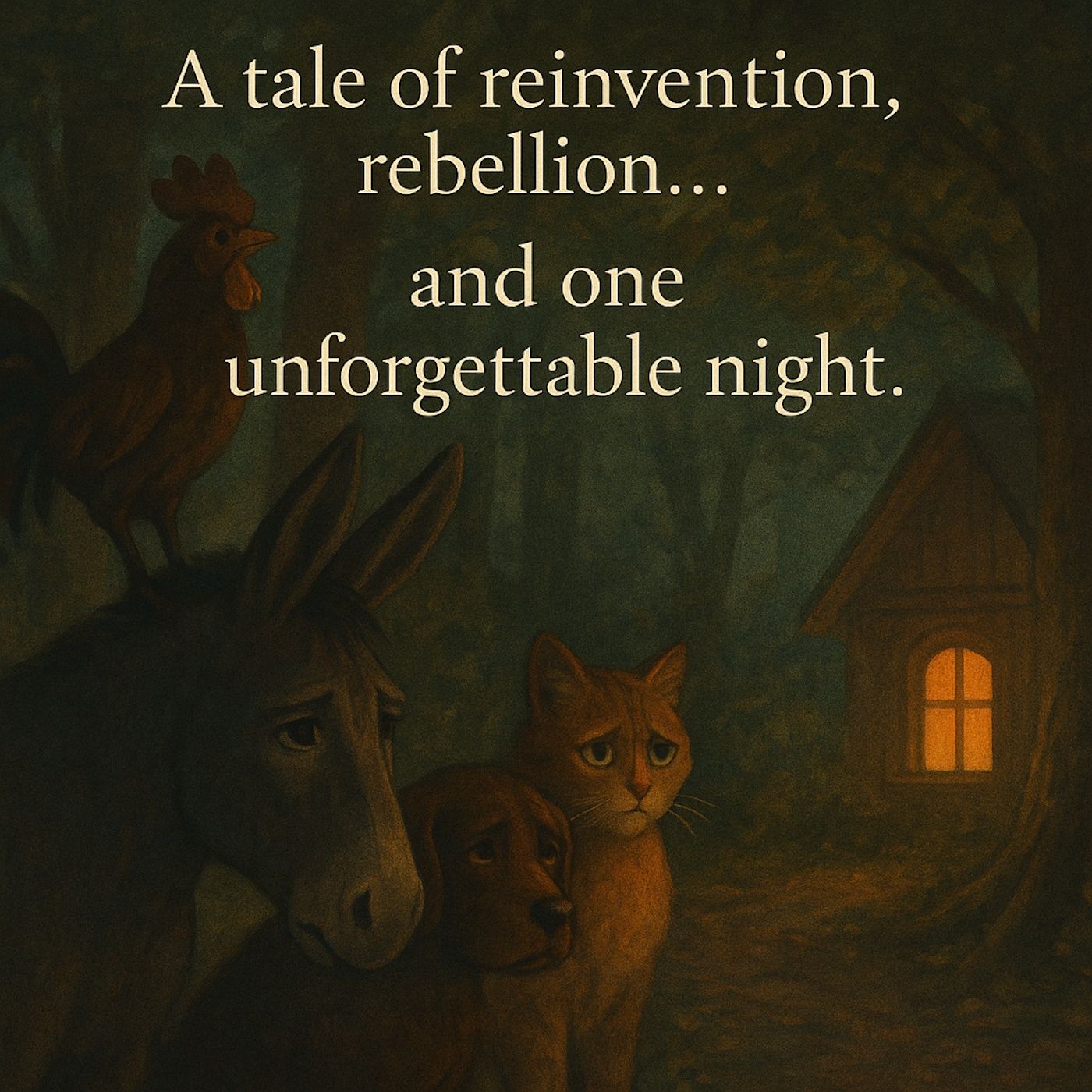 Four animals, abandoned by time and usefulness, set out for Bremen. Not to beg—but to begin again.
