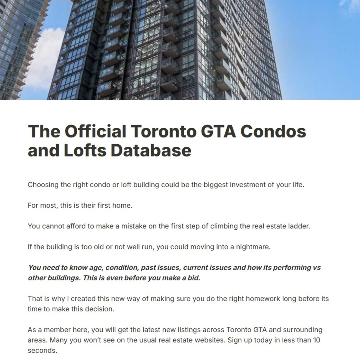 The Official Toronto GTA Condos and Lofts Podcast Database episode artwork