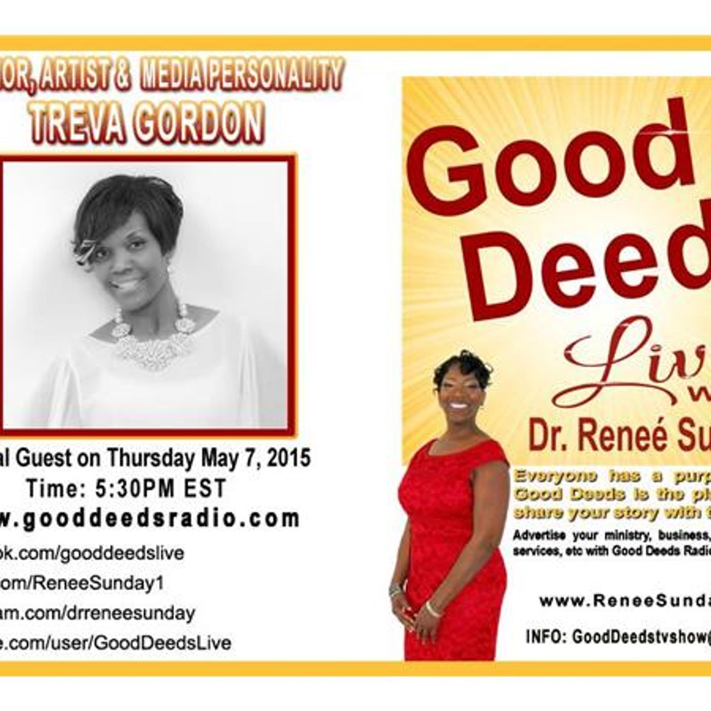 Author , Media Personality/Artist Treva Gordon stops by Good Deeds w/Dr. Sunday episode artwork