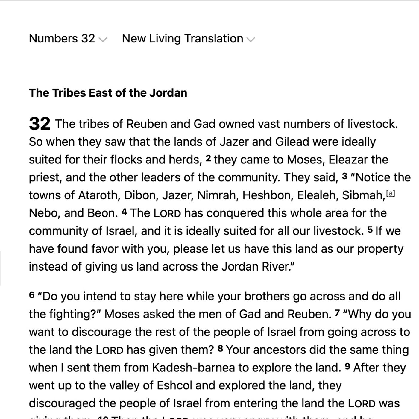 Numbers chapter 32