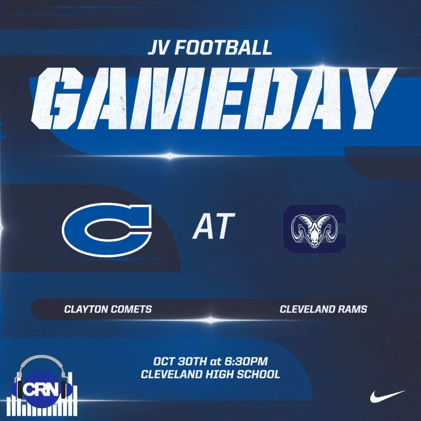 CRN Thursday Night Football Clayton JV Comets VS Cleveland Rams from John Jacobs Stadium