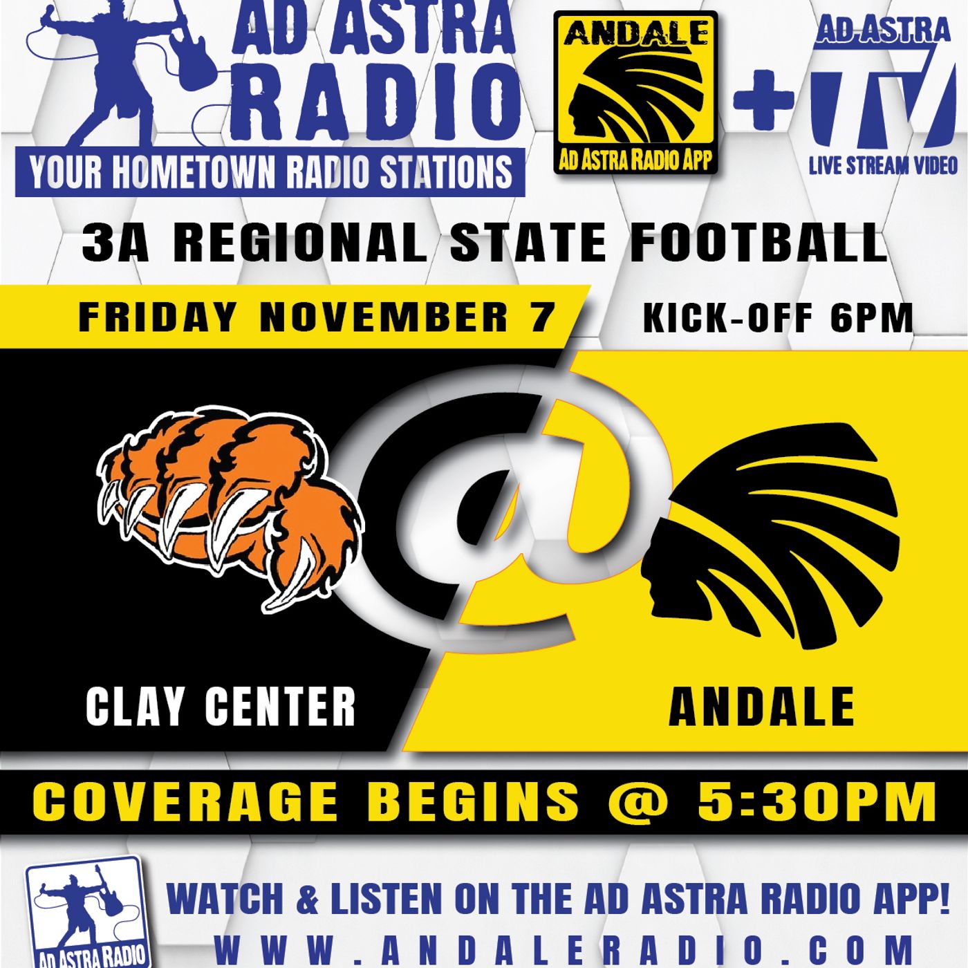 Clay Center Tigers at Andale Indians Football (November 7, 2025) episode artwork
