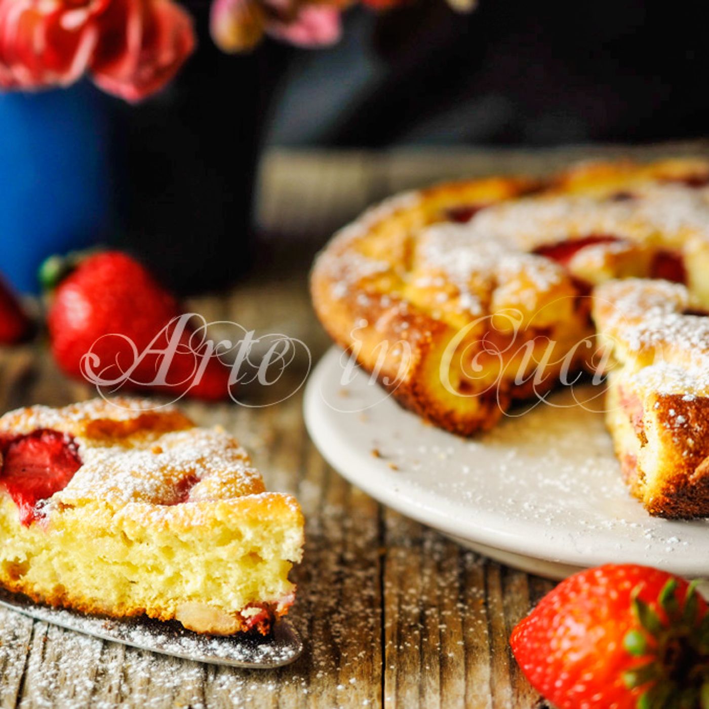 Torta fragole yogurt e mandorle in padella veloce