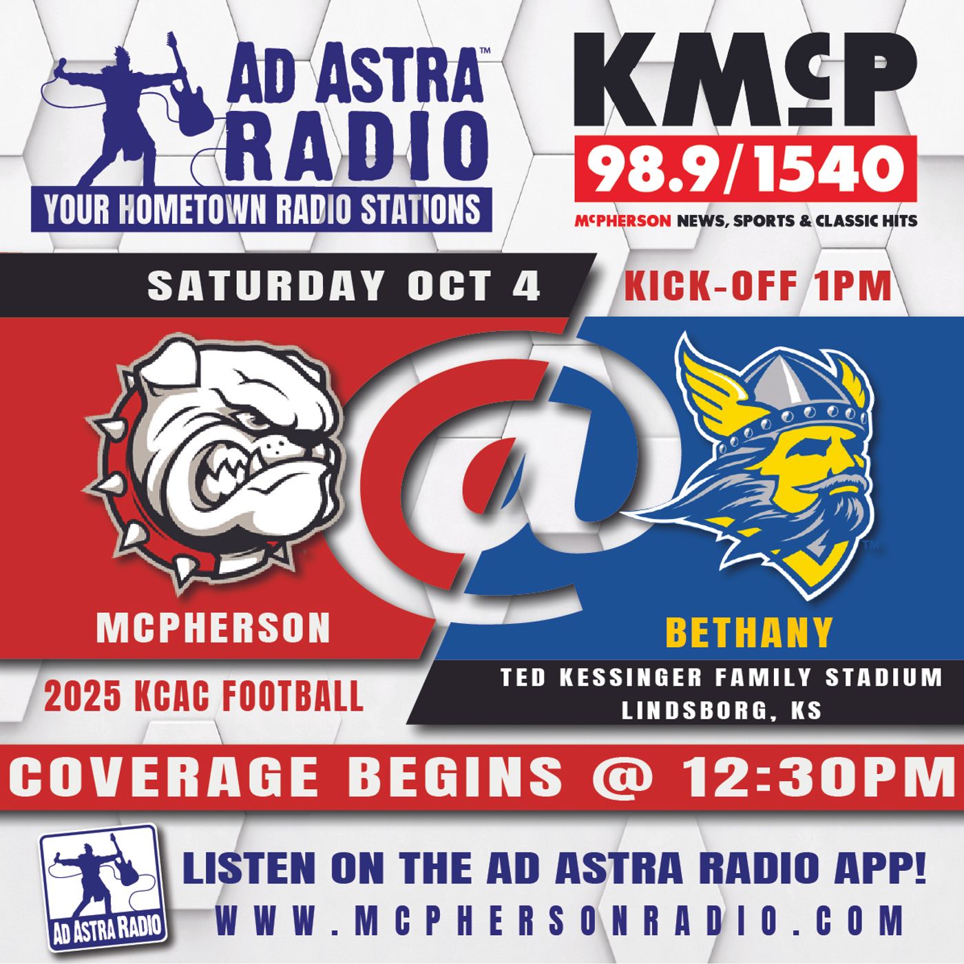 McPheron Bulldogs at Bethany Swedes Football (McPherson Broadcast/October 4, 2025) episode artwork
