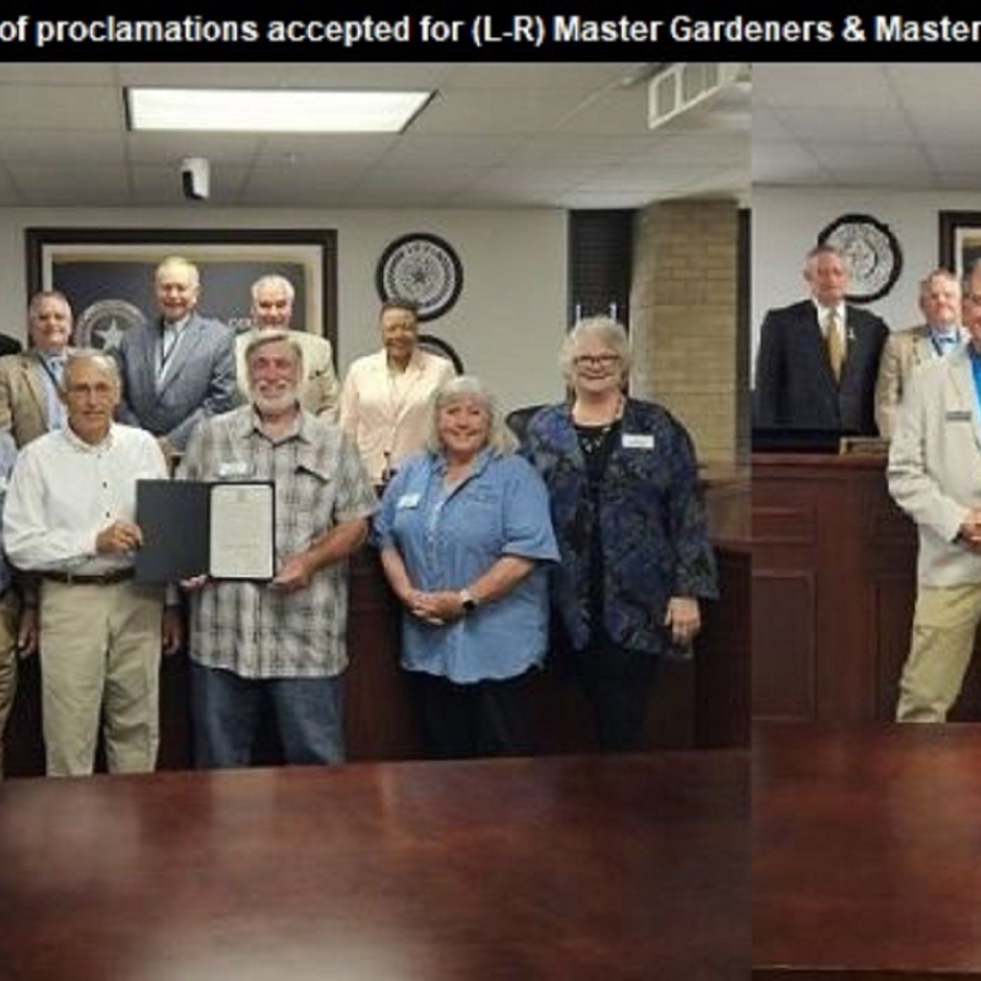 Proclamations for milestone anniversaries of Brazos County master gardeners & Brazos Valley master naturalists