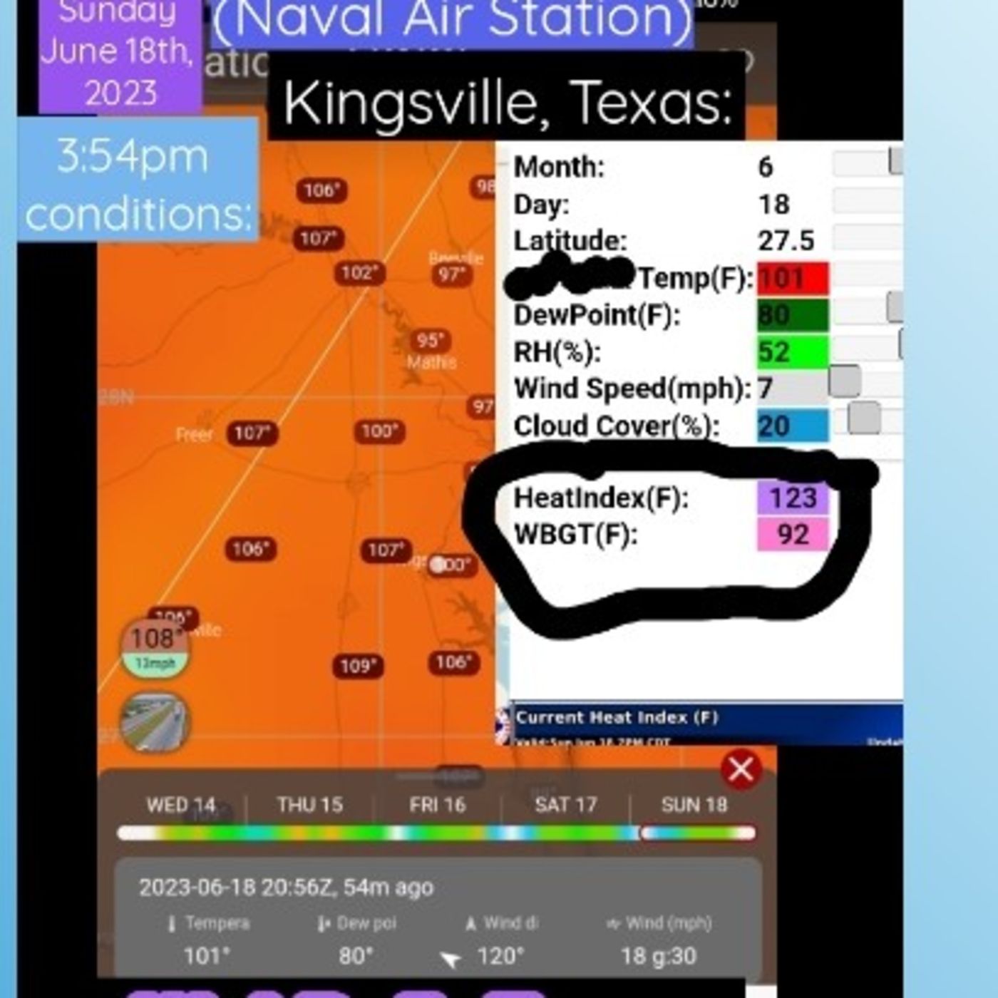 6-18-23: Heatburst, Unbearable W.B.G.T., Heat Safety, Understanding Heat Domes Texas & Great Lakes.