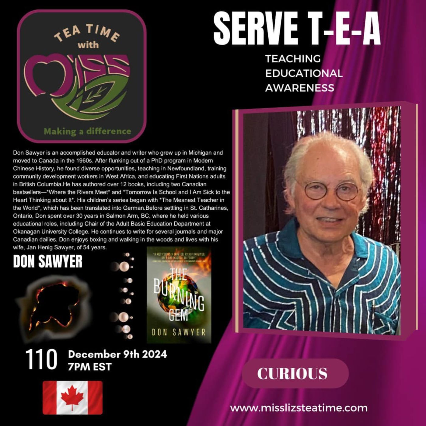 Teatime with Miss Liz T-E-A Open Discussion - Don Sawyer The Burning Gem episode artwork
