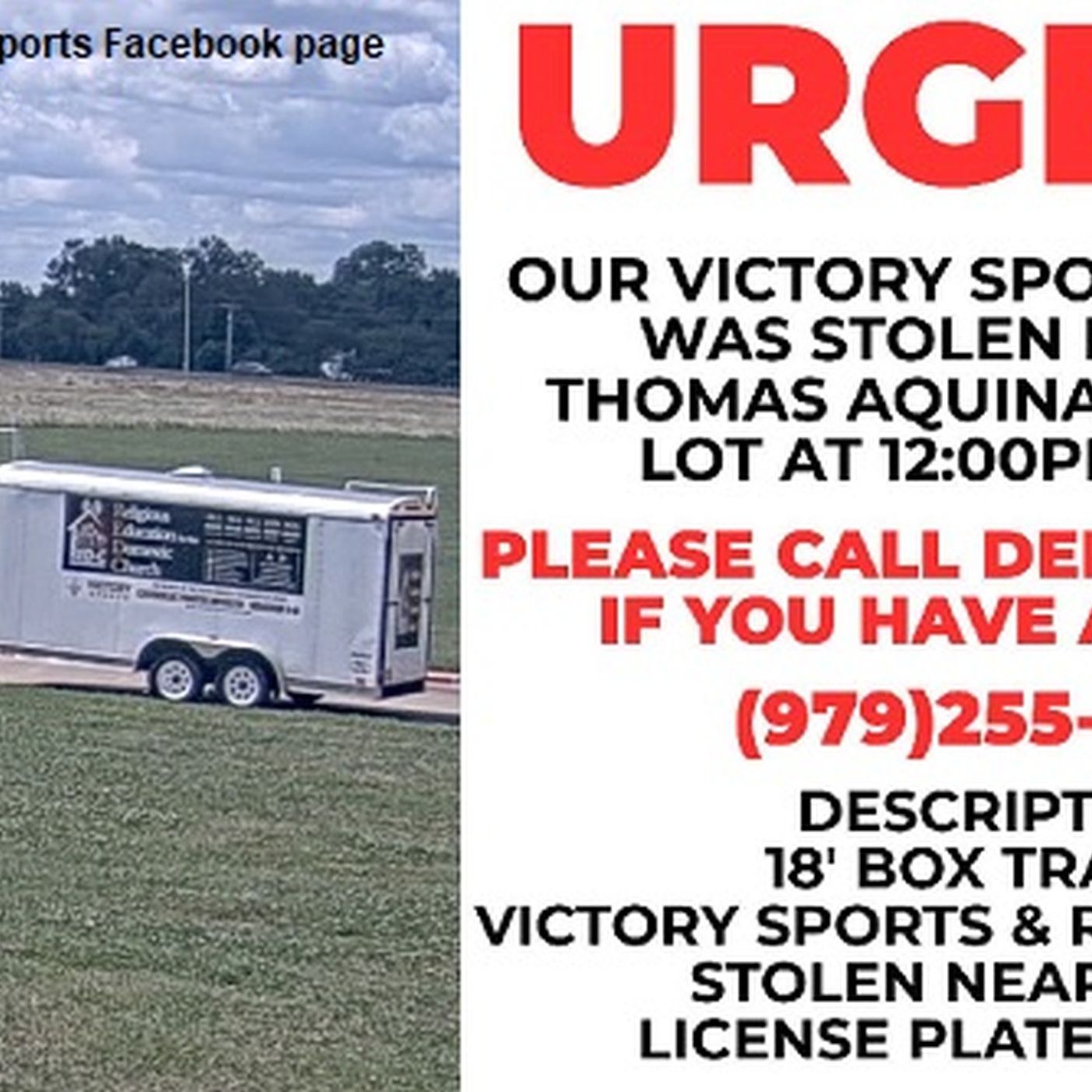 Daytime theft of a box trailer from the parking lot of a College Station church episode artwork