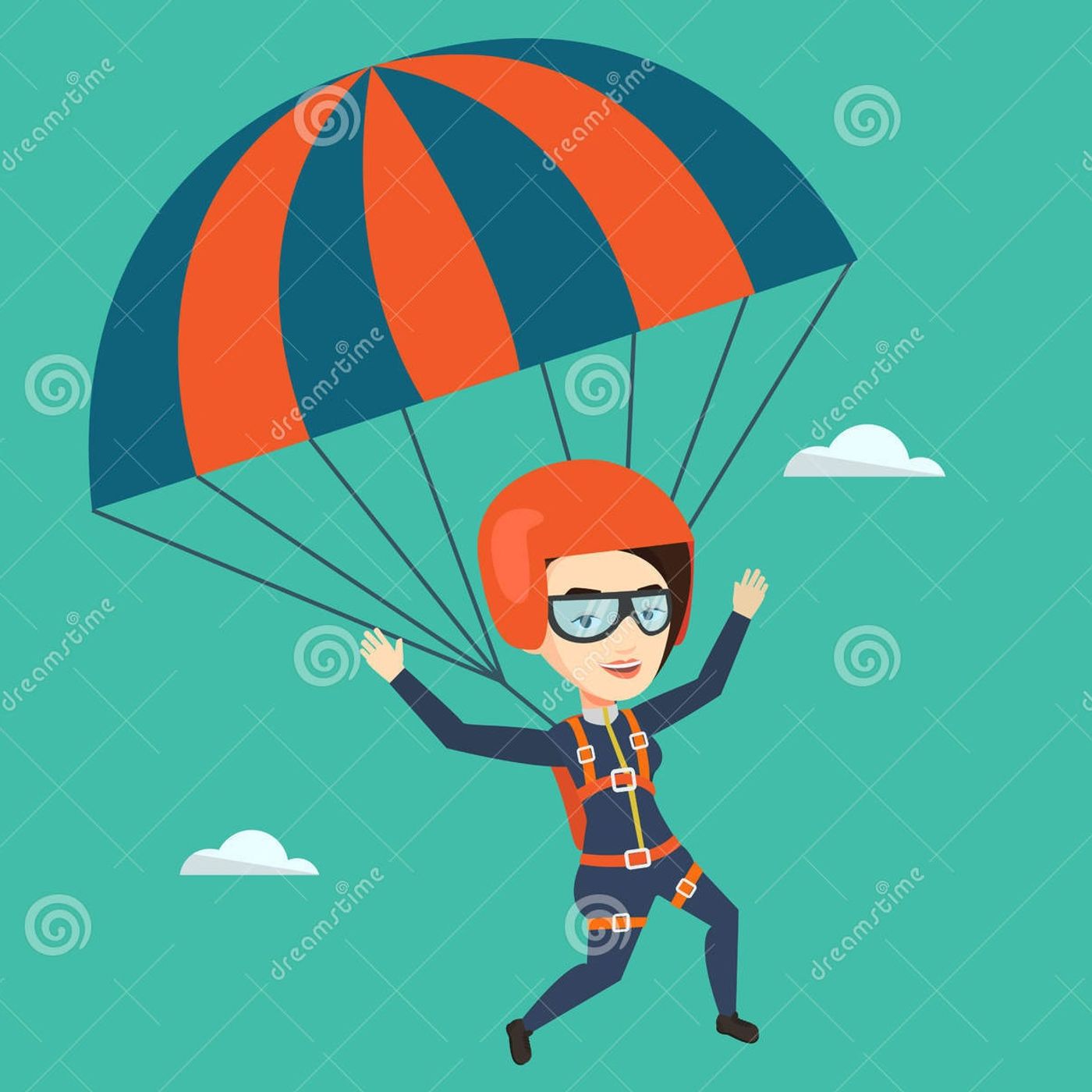Девушка с парашютом арт