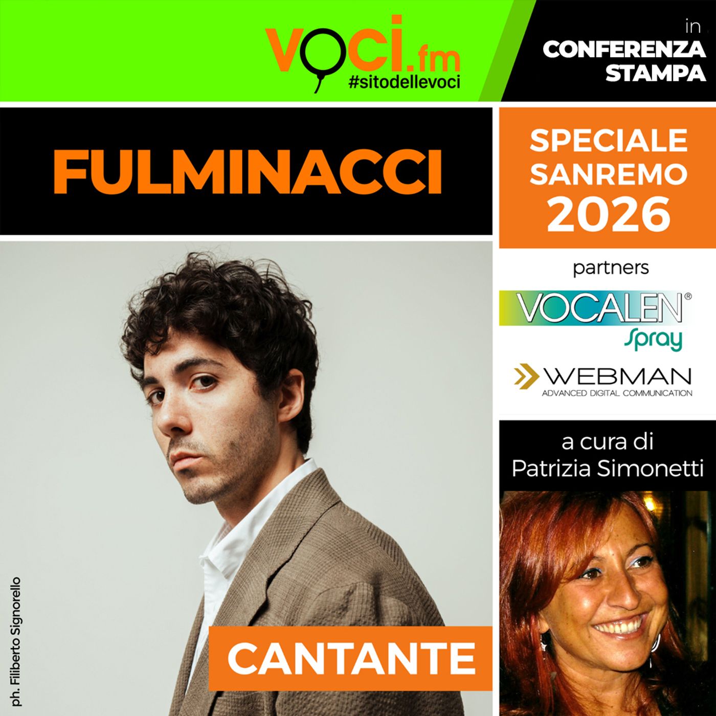 SANREMO 2026: conferenza stampa con FULMINACCI su VOCI.fm - clicca play e ascolta