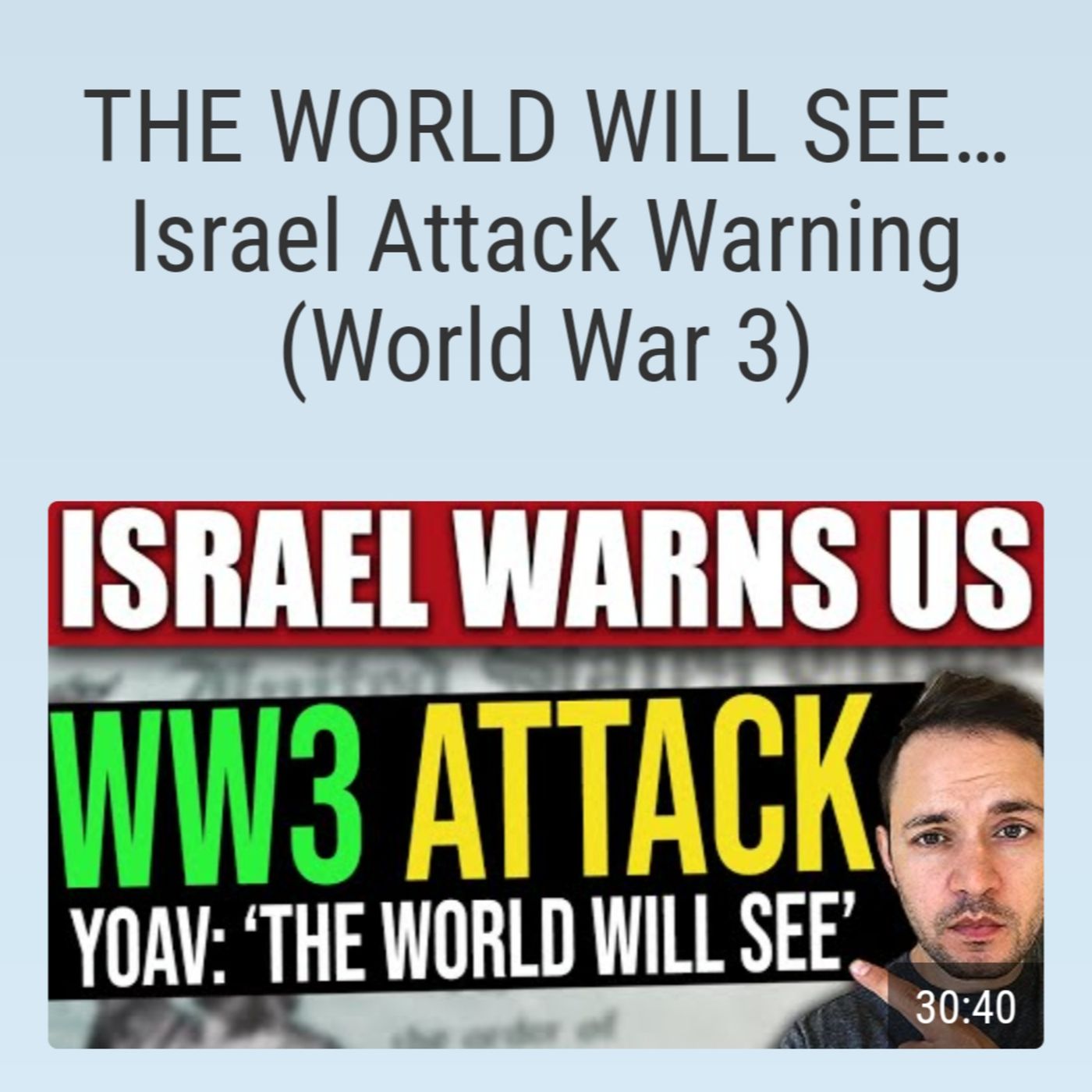 THE WORLD WILL SEE… Israel Attack Warning (World War 3) episode artwork