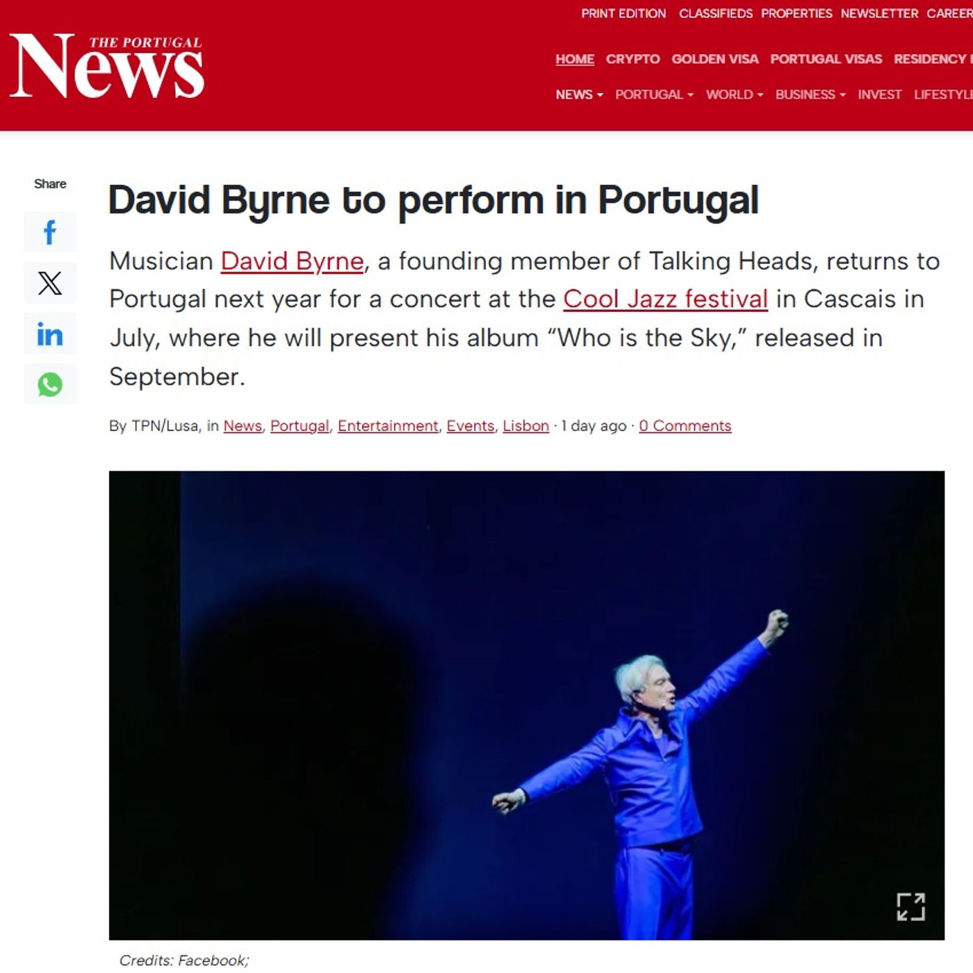 Talking Heads' David Byrne Returns to Portugal - This & Many More Great Acts Discussed On NEW GMP! Music Show... Talking Heads' David Byrne Returns to Portugal - This & Many More Great Acts Discussed On NEW GMP! Music Show...