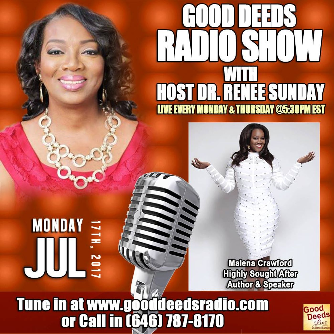 Highly Sought after Author Speaker Malena Crawford shares on Good Deeds Radio episode artwork