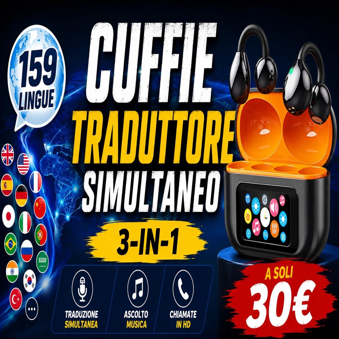 Cuffie traduttore simultaneo a 30€_ 159 lingue e LCD touch su Amazon episode artwork