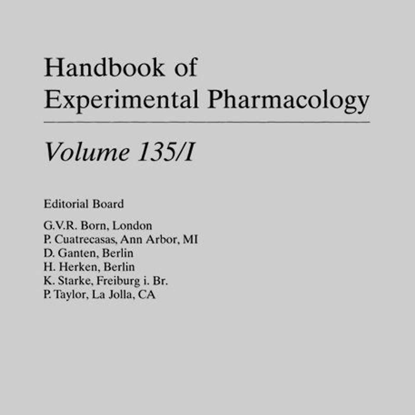 Handbook of Experimental Pharmacology Handbook of Experimental Pharmacology