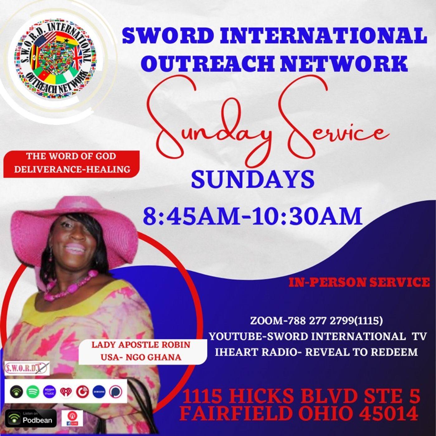 Sunday Service Lady Apostle SWORD INTERNATIONAL OUTREACH NETWORK