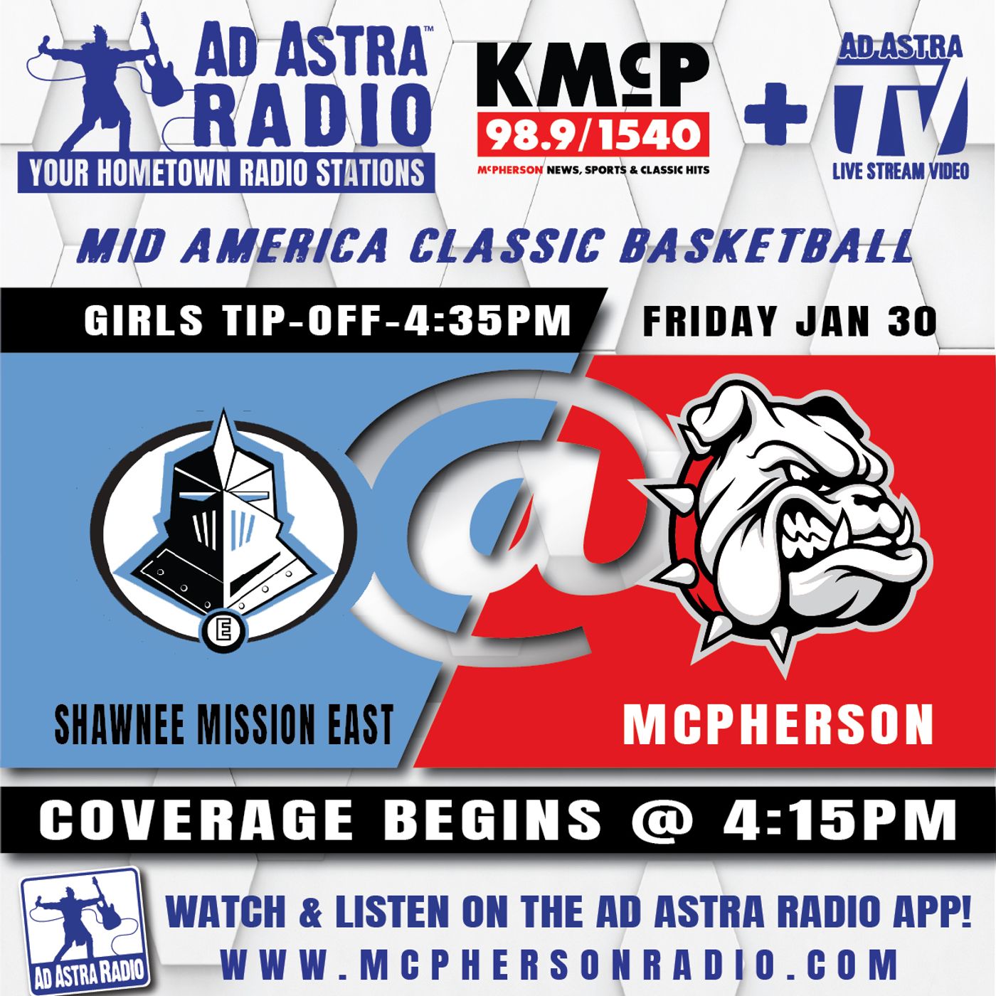 Shawnee Mission East Lady Lancers at McPherson Bullpups High School Basketball (Mid-America Classic-January 30, 2026) episode artwork