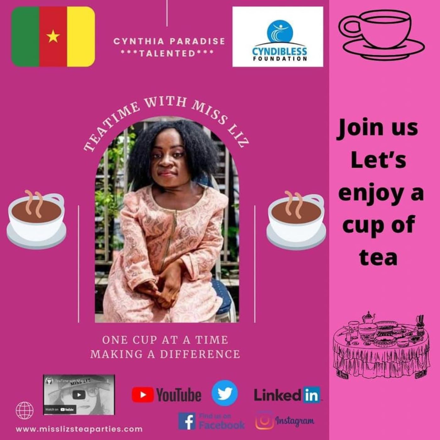 Teatime with Miss Liz guest Cynthia Paradise CEO of Cyndibless Foundation episode artwork