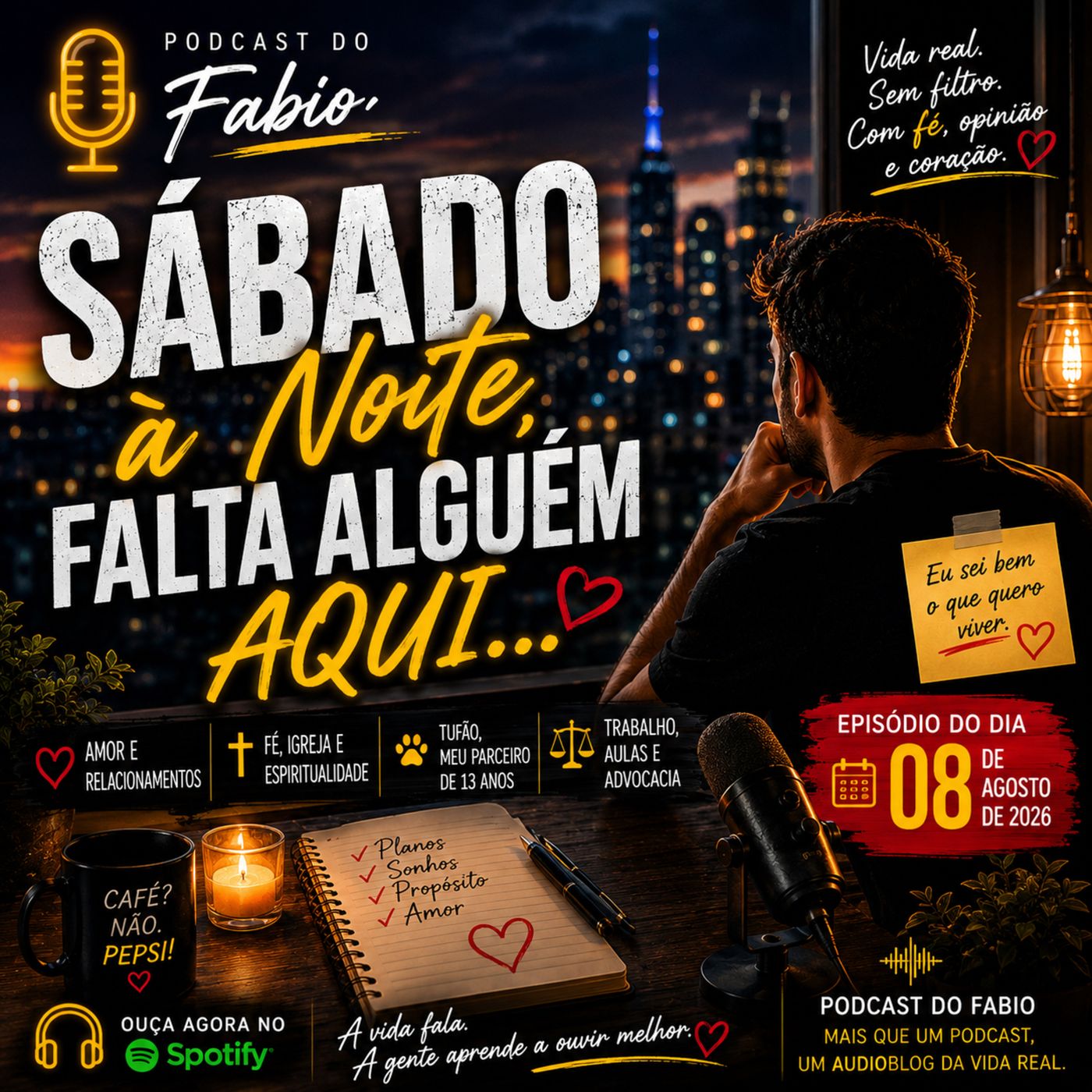 08 de Agosto de 2026 - 🎙️ Sábado à Noite, Falta Alguém Aqui… ⭐