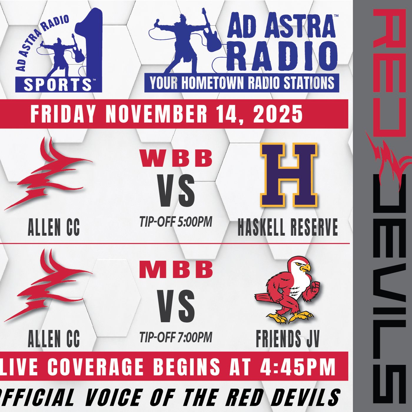 Haskell Lady Indians at Allen Community College Lady Red Devils College Basketball (November 14, 2025) episode artwork