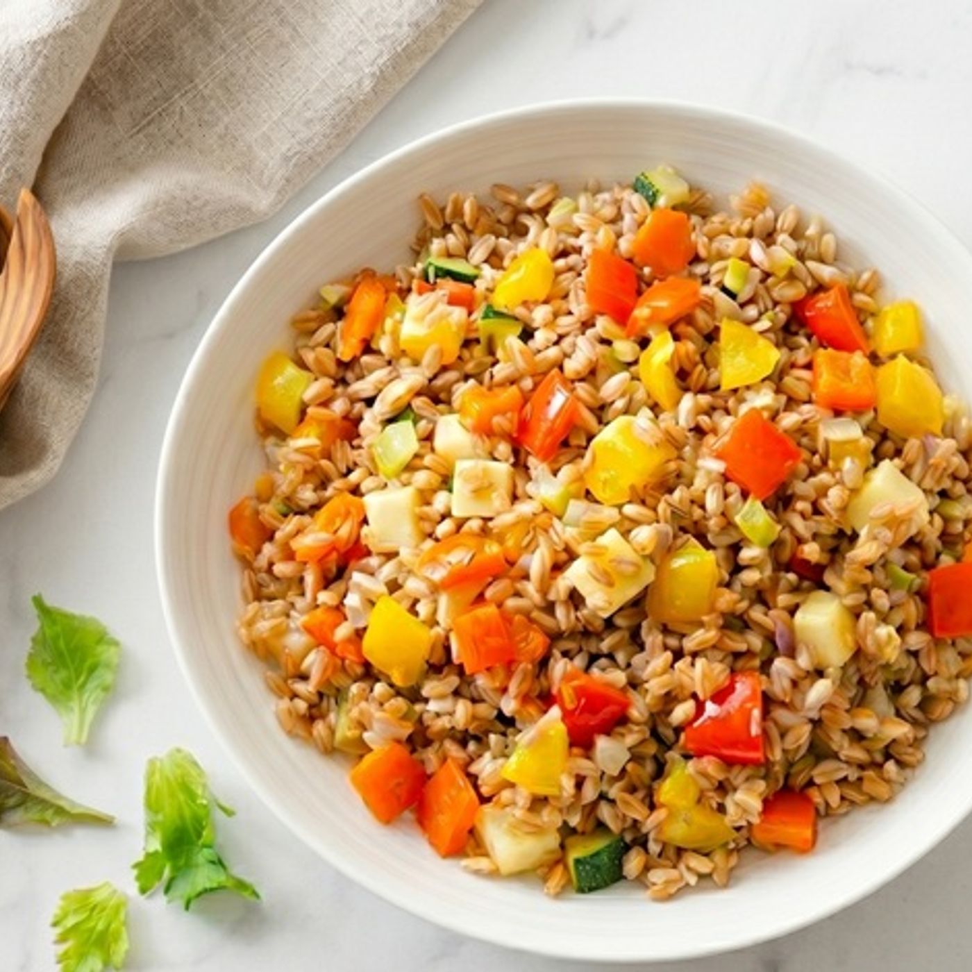 Insalata di Farro con Peperoni e Scamorza