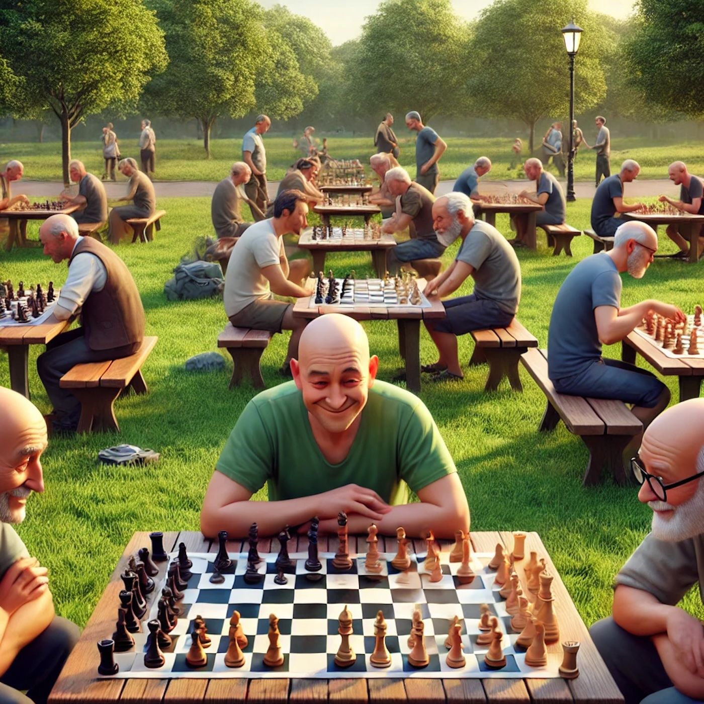 "I like to play chess with bald men in the park, although it's hard to find 32 of them." episode artwork