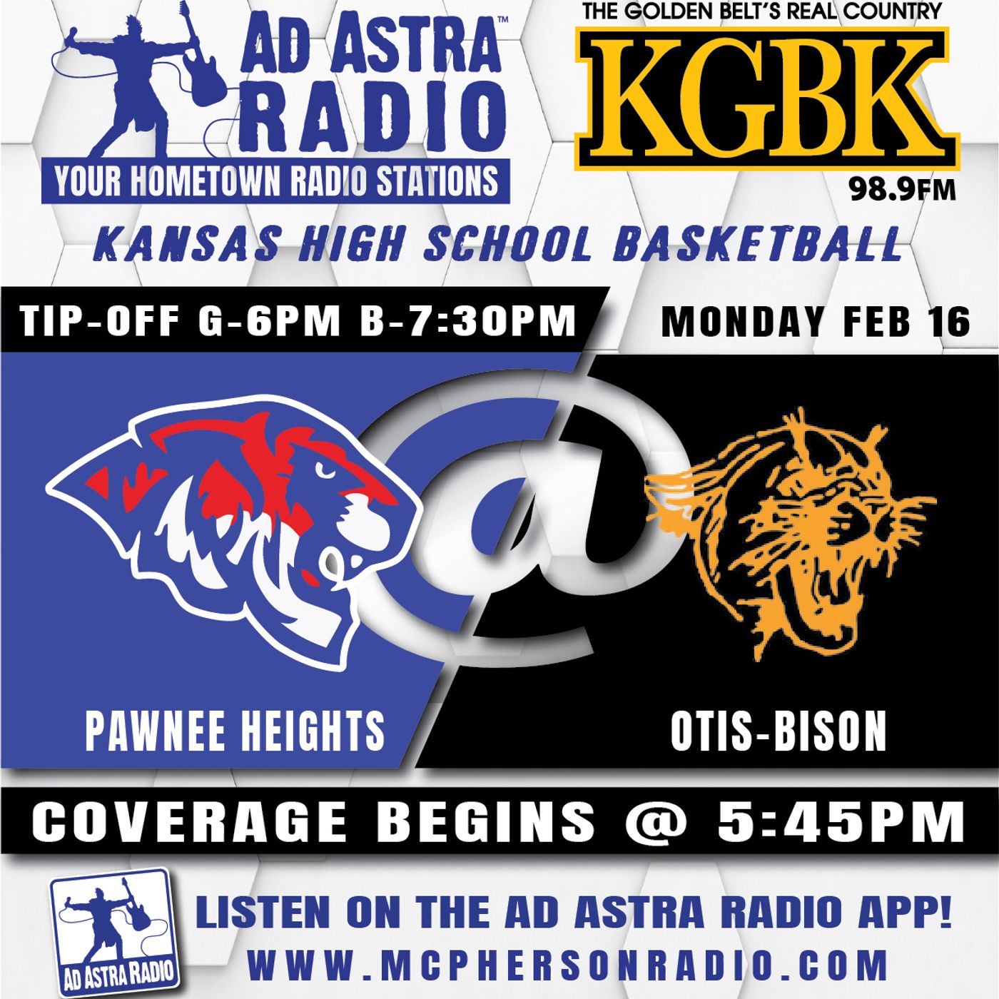 Pawnee Heights Tigers at Otis-Bison Cougars Boys High School Basketball (February 16, 2026) episode artwork