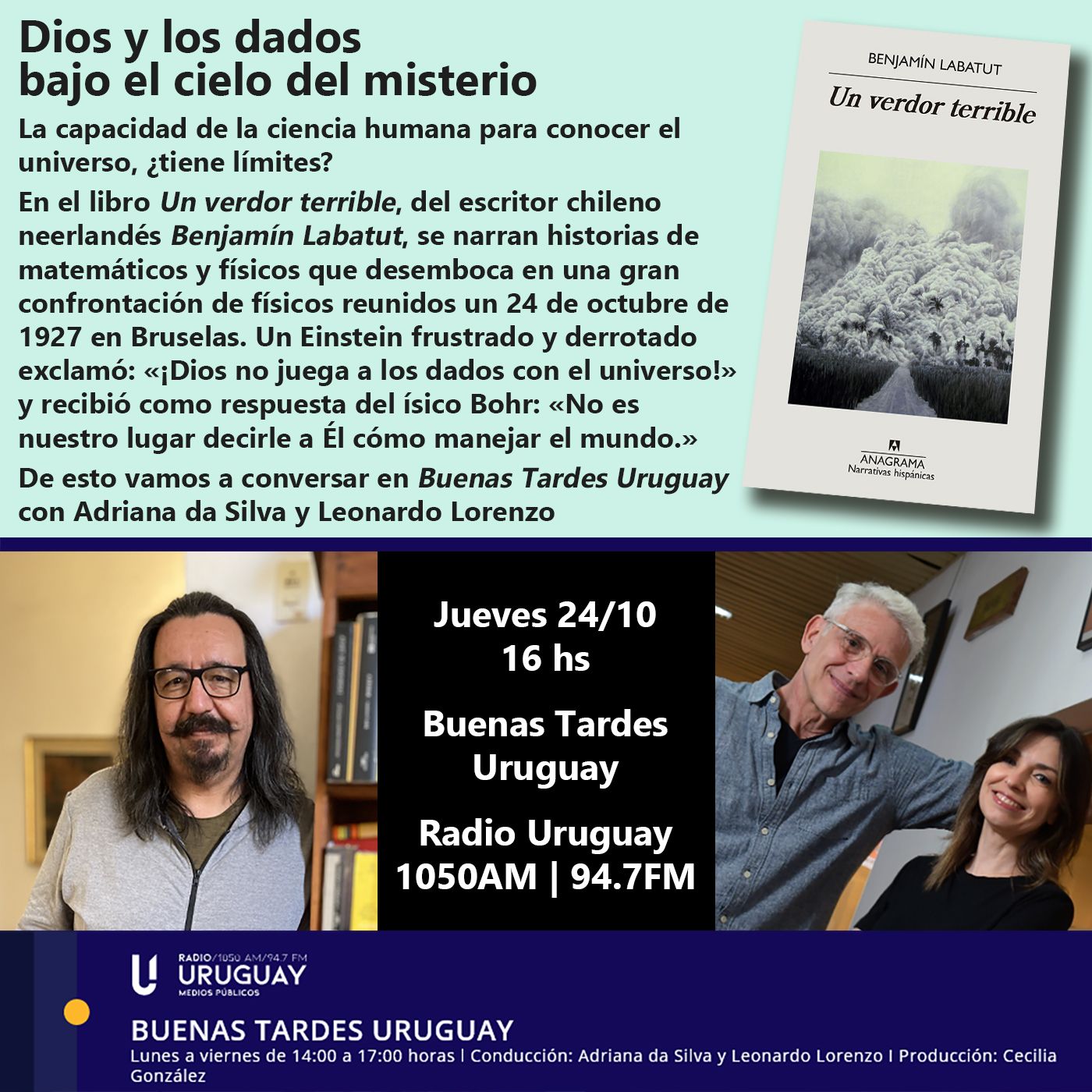 Buenas Tardes Uruguay | Un versor terrible | Benjamín Labatut | 24-10-24 episode artwork
