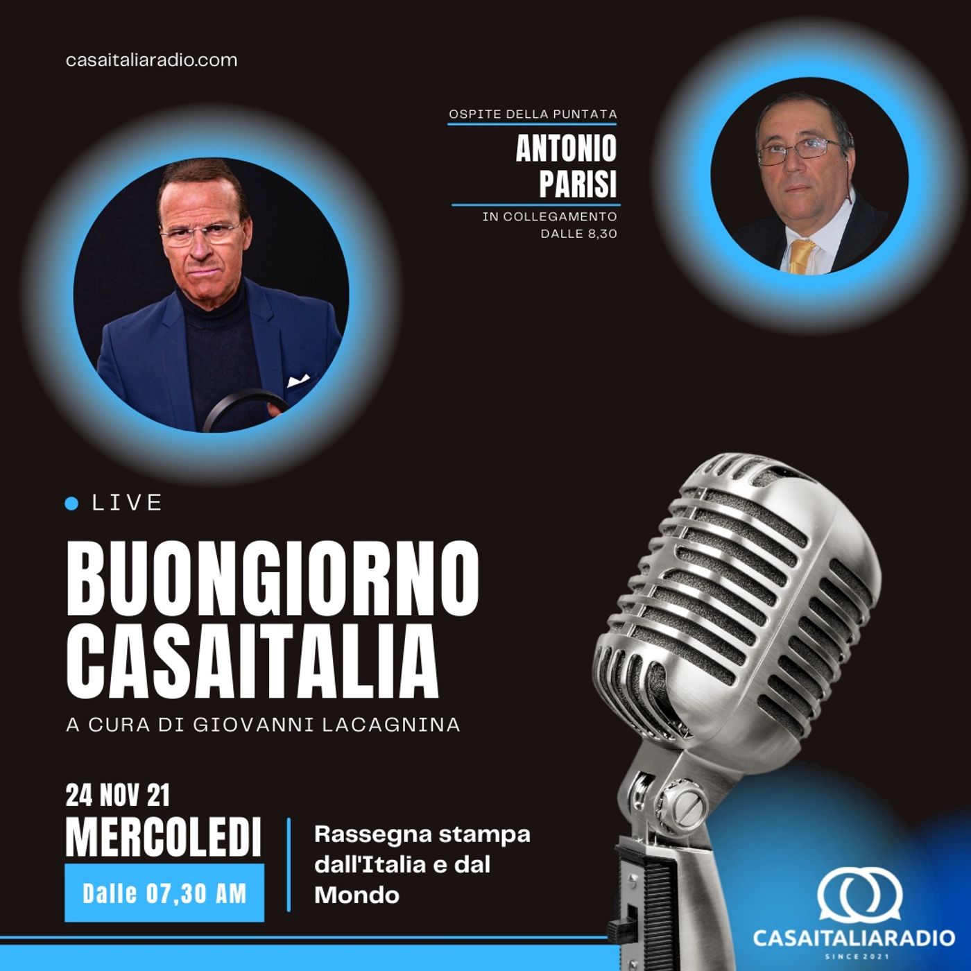 Intervista con il giornalista Antonio Parisi - BUONGIORNO CASA ITALIA RADIO (24.11.2021) episode artwork