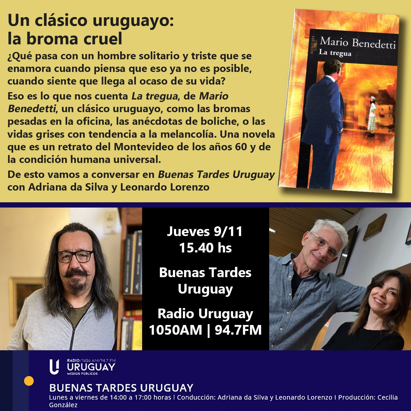Buenas Tardes Uruguay | Un clásico uruguayo: la broma cruel | La tregua | Mario Benedetti | 09-11-23 episode artwork