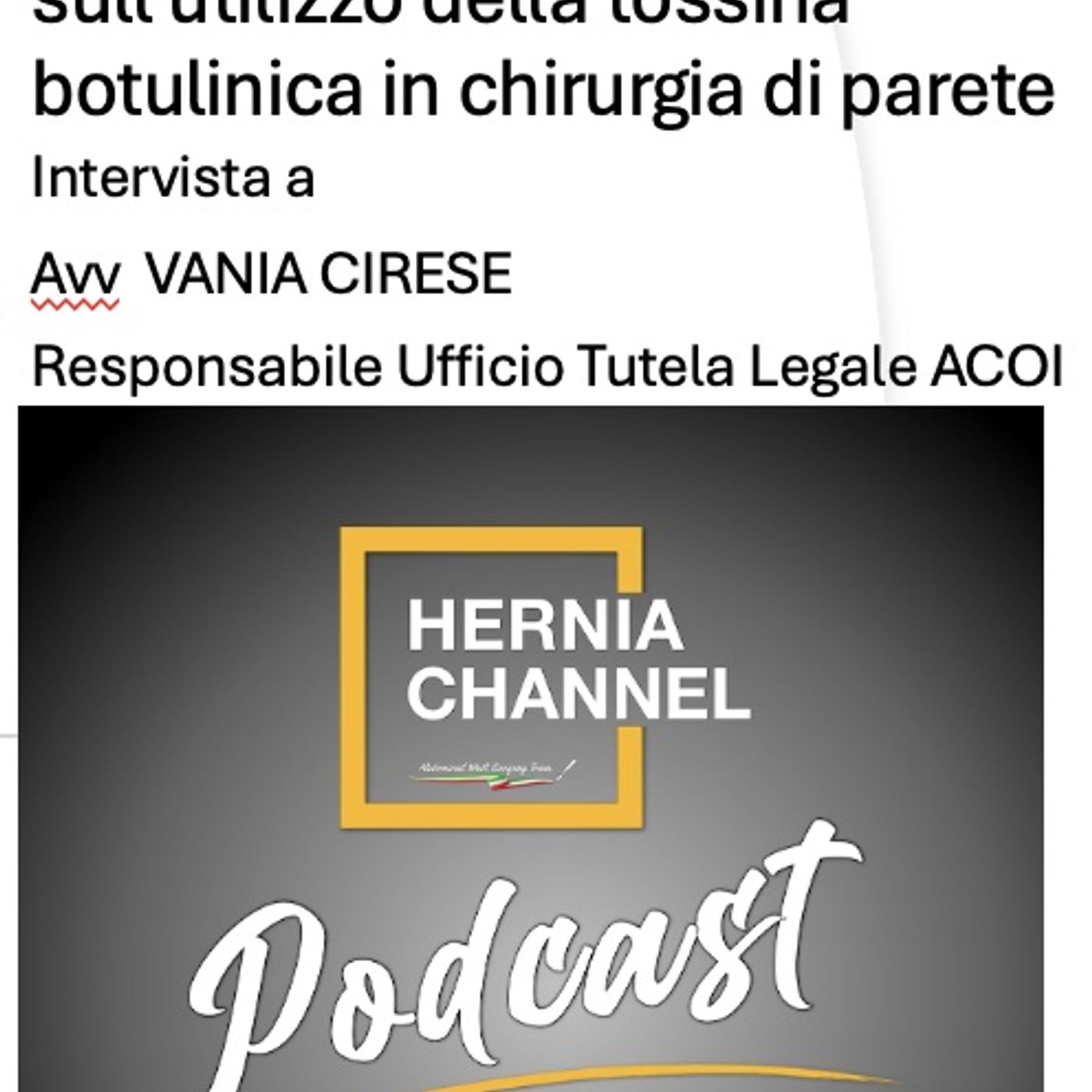 ASPETTI MEDICO-LEGALI SULL'USO DELLA TOSSINA BOTULINICA IN CHIRURGIA DI PARETE episode artwork
