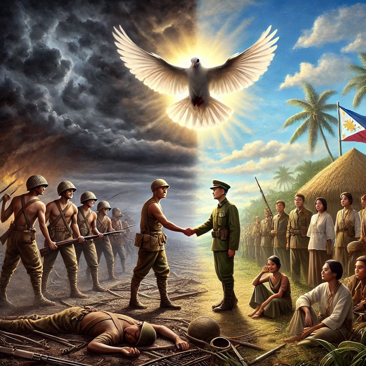 "Ang digmaan ay nagdudulot ng kapayapaan at pagkakaisa sa pamamagitan ng paghihiwalay ng mga bansa." episode artwork