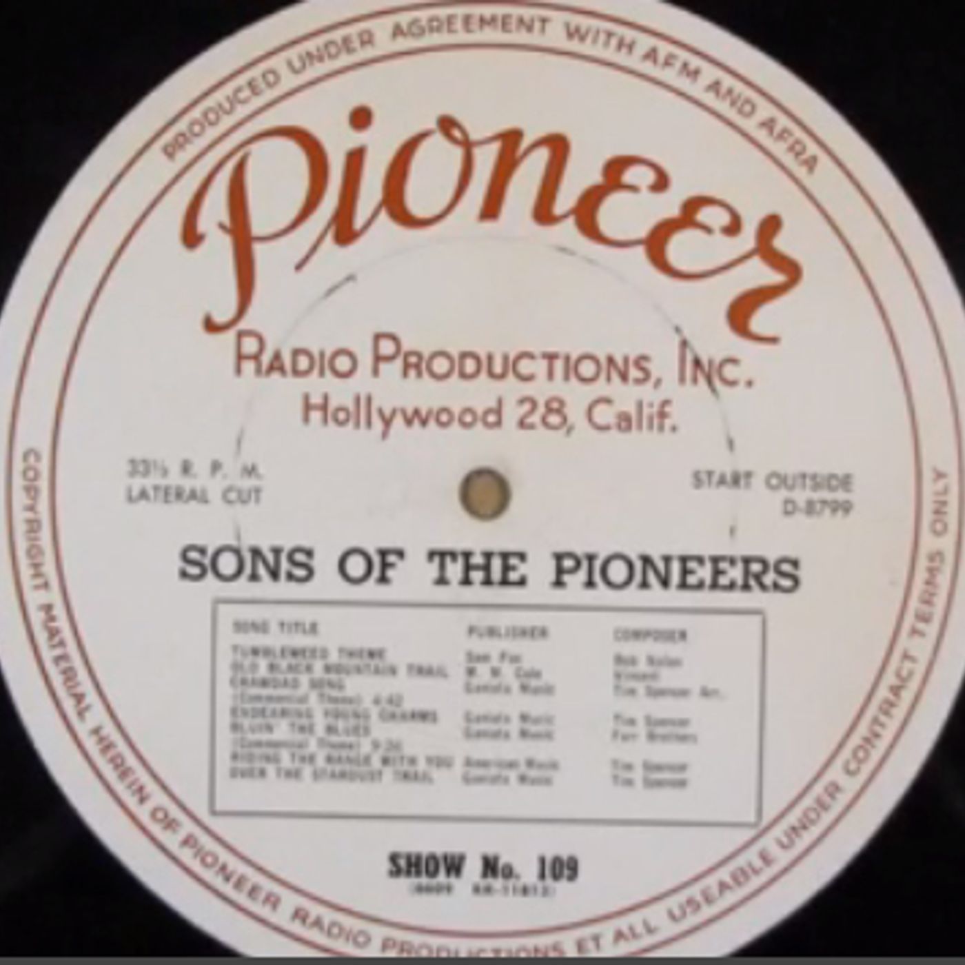 Sons of the Pioneers 47-xx-xx (109) First Song - Old Black Mountain Trail